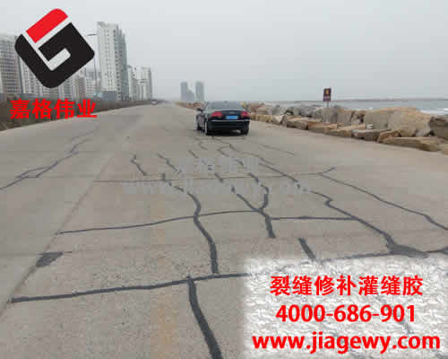 山東大東海美景如畫，灌縫膠施工正當(dāng)時